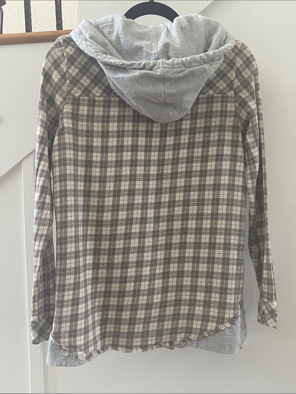 Gilded Intent Distressed Flannel Jacket with Hood EUC Size XS - Picture 7 of 14